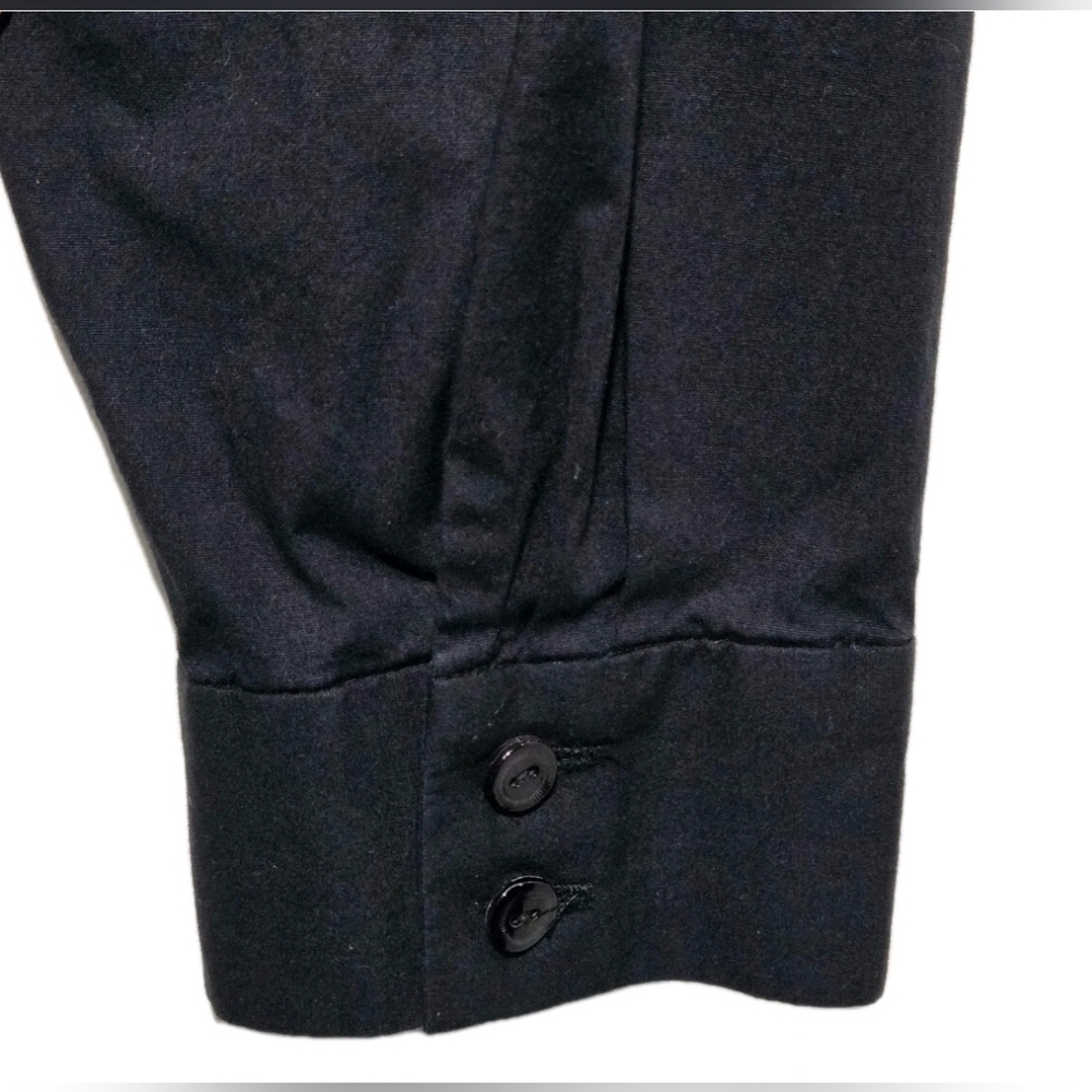 Eileen Fisher Shirt Button-Up Black Shirt Organic Cotton Side Slit Womens Medium - Picture 5 of 8